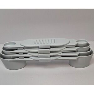 Weight Watchers Vintage Double Sided White Plastic Measuring Spoon Set Nesting